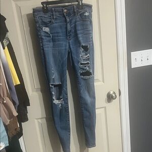 American Eagle Outfitters Ripped Blue Skinny Jeans
